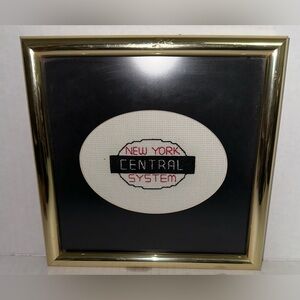New York Central System Railroad Handmade Framed Embroidery Craft